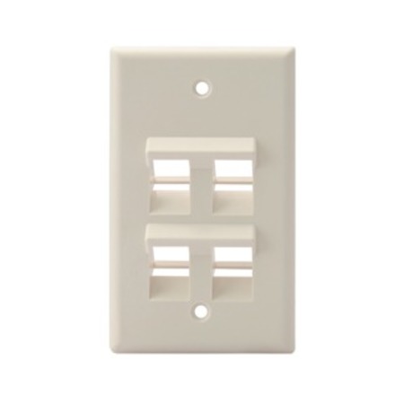 LEVITON 4-Port Angled Wallplate, Quickport Light Almond 41081-4TP